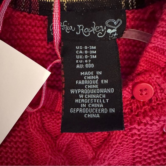 Cynthia Rowley NWT baby shimmer red knit sweater dress with tights outfits 3 mns - Picture 3 of 3